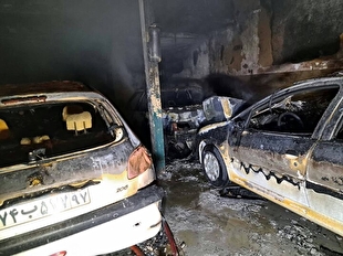 حریق سه خودرو در تعمیرگاهی در خیابان آذربایجان